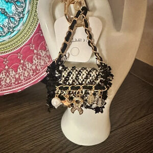 Novelty Mini Handbag Shape Charm Pendant Or Keychain Black NWOT